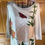 H&M Wool Blend Floral Butterfly Boho Mini Dress 3/4 Length Sleeve Cream Size 6 Photo 4