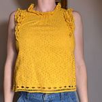 Maeve Anthropologie  Bohemian Yellow Eyelet Blouse Size 2 Photo 2