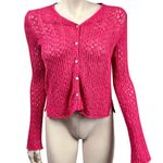 J. Jill Coral Pink Loose Knit Button Front Cardigan Sweater Photo 0