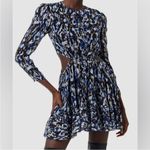 French Connection Metallic Cutout Mini Dress Long Sleeve Navy Gold Size 10 New Photo 11