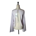 ZARA  Shirt Women XS Purple Lilac Sheer Raw Seam Detail Tie Neck Open Back Top‎ Photo 1