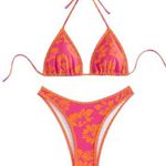 Triangle High Cut Bikini Tie Back 2 Piece Swimsuit, NEW, Hygienic Liner, Large Pink Photo 0
