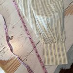 Doen Scarlet Chambray Stripe Cotton Sleeve Button Front Blouse size Medium Photo 7