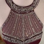 TLC Say Yes To The Prom Maroon Halter Bling Rhinestone Dress Size 5 Purple Photo 2