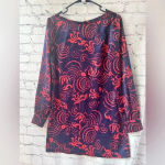Rachel Roy Navy Blue Red Design Long Sleeve Mini Dress Sabrina Neck Size Medium Photo 3