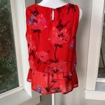 Como vintage  Y2K Red Floral Blouson Sleeveless Peplum Blouse Size Small Photo 3