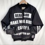 Super Unique Black Bomber Jacket With Angel Wings Size M Photo 2