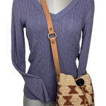 Handmade Raffia boho bucket Crossbody bag hand woven, Crochet & Leather Strap Tan Photo 0