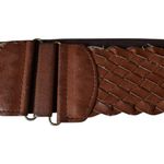 Brown Woven Fashion Statement Accessory Leather Belt Sz M/L Photo 2