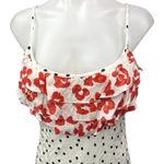 NEW Rixo for Target White Red Floral Polka Dots Ruffle Cami Slip Midi Dress XS Photo 2