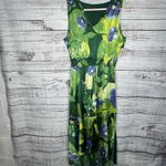 White House | Black Market Green Floral Print Sleeveless Midi Dress Size 16 Photo 1