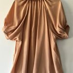 HeySon Blouse L Blush Peach Short Puff Sleeves Feminine Romantic Ruffle Neutral Pink Size L Photo 1