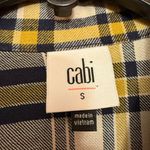 CAbi Women’s Seattle Ruffle Front Plaid Blue Yellow Check Top Shirt Size S Photo 4