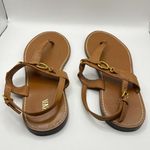 ZARA  FLAT LEATHER SANDAL WITH BUCKLE BROWN WOMENS SIZE 38‎ US SIZE 7 Photo 3
