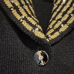 Vintage Black Gold Rhinestone Button Cardigan San Remo Laura Knits Size S Photo 4