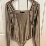 House of Harlow 1960 Bodysuit Square Neck Long Sleeve Gold Size M Photo 0