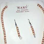 MAKU Orange and White Pottery Beaded Boho Necklace Set Photo 3