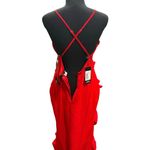 NWT Club L Red Ruffle Plunge Maxi Dress US 4 Holiday Party Wedding Formal Sexy Photo 11