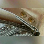 Silver and white beaded/sequined slouchy hobo style tote bag Photo 2