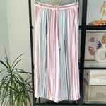 Anthropologie Cloth & Stone by Rita White Blue Pink Wide Leg High Rise Pants M Photo 2