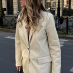 ZARA  FAUX LEATHER MENSWEAR STYLE BLAZER Beige Size XS NEW Photo 1