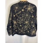 New Direction Vintage Jacket Size Medium Embroidered Button Up Black Gold Floral Photo 4