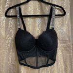 Victoria's Secret Victoria’s Secret Black Rhinestone Strap Pushup Corset Bra Top 34DD Photo 0