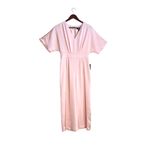EXPRESS  Pastel Pink Satin 3/4 Kimono Sleeve Wide Leg V-Neck Cropped Jumpsuit NWT Photo 1