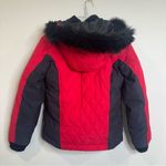 Harley Davidson Womens Small Red Black Quilted Down Feather Jacket Logo Biker Photo 1