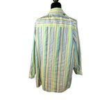 For Cynthia Woman Blue Green Cream Stripe Button Down Shirt Jacket Shacket 1X Photo 6