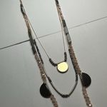 Loft Pink & Green Beaded Gold Tone Triple Layer Chain Necklace Photo 7