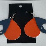 Blue And Orange Football Earrings. Leather & Felt Photo 1