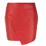 Zadig & Voltaire  Red Leather Panel Mini Skirt Asymmetric Hem Size 36 Small NWT Photo 1