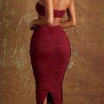 Oh Polly  Rose Bow-Detail Ruched Cutout Dress in Red Wine Photo 1