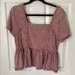 easel  Washed Pink Lace Embroidered Babydoll Tee Photo 0