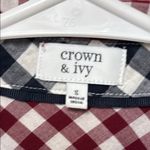 Crown & Ivy Red and White Casual Button Down Shirt Photo 2