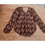 Blu Pepper Sheer Boho Blouse Top S Multicolor Chevron Long Sleeve Lightweight Photo 7