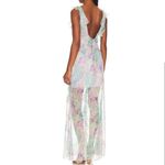 LPA NWT  REVOLVE Daniella Flutter Maxi Dress Sleeveless Pink Teal Abstract Size L Photo 1