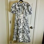 ZARA  ZW COLLECTION BLACK WHITE FLORAL PRINT PUFF SLEEVES MIDI DRESS L Photo 11