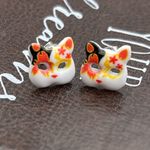 Handmade Kawaii Masquerade Kitty Cat Stud Earrings Photo 5