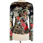 CLIO Vintage 90s Y2K Japanese Floral Velvet Velour Rhinestone Bell Sleeve Top M Size M Photo 5