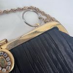 Tango Women's Black Satin Flat Pleated Rhinestone‎ Clutch Purse Shoulder Bag Black Photo 7