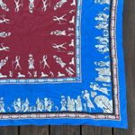 Vintage Blue/Red Anne Paris 100% Silk Egyptian Print Made in France Silk Scarf Blue Photo 3