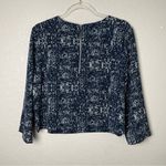 Kenar BNWT!  Women's Navy Patterned Boxy Crop Top Size L Photo 5