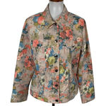 Simon Chang Denim Jacket 12 Floral Print Vintage Retro Artsy Statement Photo 0