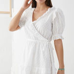 & Other Stories New & Other Stories PARIS ATELIER White Textured Eyelet Ruffle Wrap Mini Dress 6 Photo 0