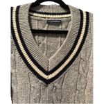 Brandy Melville  Sweater Womens Large Gray Navy White Cable Knit Wool Pullover Photo 2