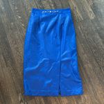 Vintage Blue Midi Skirt with Embellished Waist Photo 4