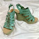 Anna Luz Leather Open Toe Wedge Sandals Handmade Brazil 10 Green Photo 2