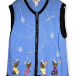 Vintage Bechamel Woman Christmas Sweater Vest‎ Blue Size 1X Photo 0